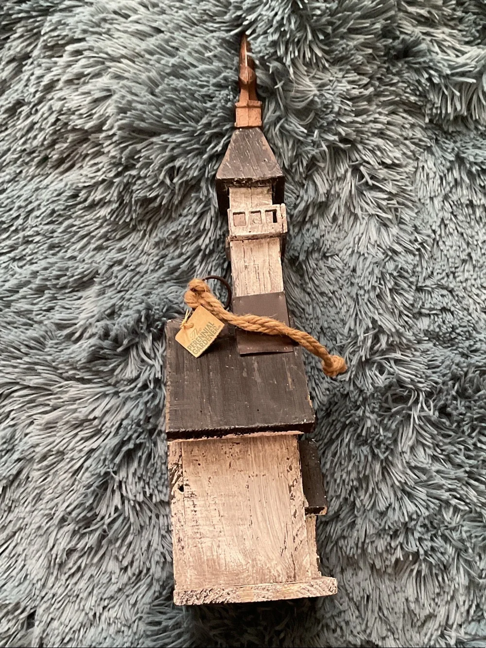 Rustic Wooden Birdhouse Wall Decor in Beige and Brown